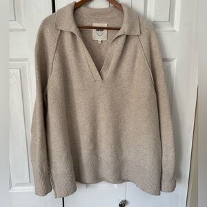 Aerie Light Brown Collared Sweater Size Medium